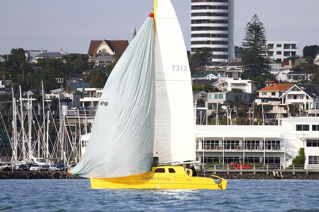 Sole multihull entrant - Start Auckland Tauranga Race March 28, 2013 © Richard Gladwell www.photosport.co.nz